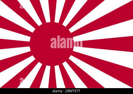 Top view of flag Naval Ensign, Japan. Japanese no flagpole. Plane layout, design. Flag background Stock Vector