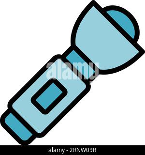 Officer flashlight icon outline vector. Police guard. Traffic salute color flat Stock Vector