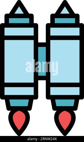 Astronaut jetpack icon outline vector. Work future. Goal engine color flat Stock Vector