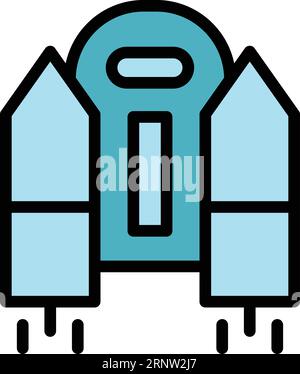 Pack of jetpack icon outline vector. Rocket boost. Speed work color flat Stock Vector