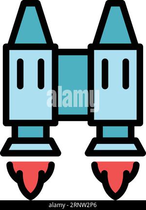 Fun jetpack icon outline vector. Speed work. Boost rocket color flat Stock Vector