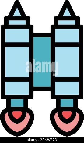 Evolution jetpack icon outline vector. Work future. Boost rocket color flat Stock Vector