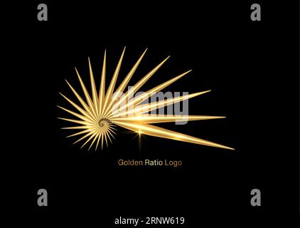 3D seashell nautilus, gold logo. Golden Ratio with smooth shape. Can be used for advertising, marketing, presentation, card and flyer, technological Stock Vector