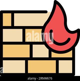 Firewall vpn icon outline vector. Internet secure. Server system color flat Stock Vector