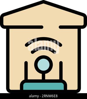 Internet house icon outline vector. Secure private. Data server color flat Stock Vector
