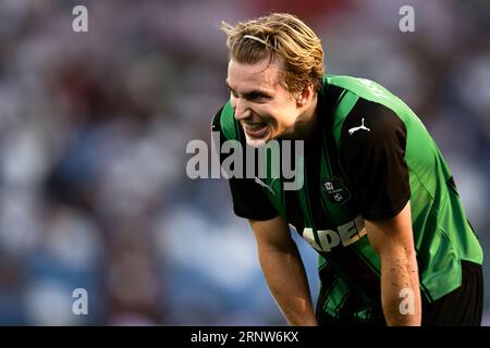 Kristian Thorstvedt of US Sassuolo reacts during the Serie A football match between US Sassuolo and Hellas Verona FC. Stock Photo