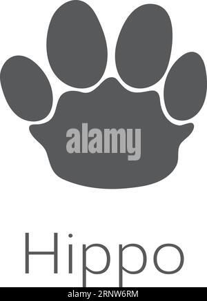 Hippo footprint. African animal paw black stamp Stock Vector