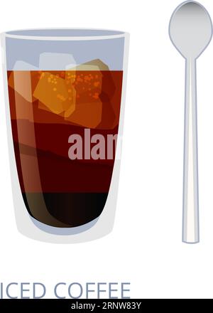Iced coffee cup. Cold drink with ice cubes Stock Vector