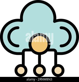 Data cloud vpn icon outline vector. Online security. Secure software color flat Stock Vector