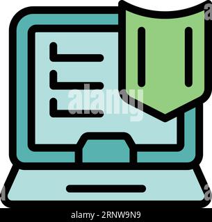 Laptop vpn access icon outline vector. Online security. Secure software color flat Stock Vector