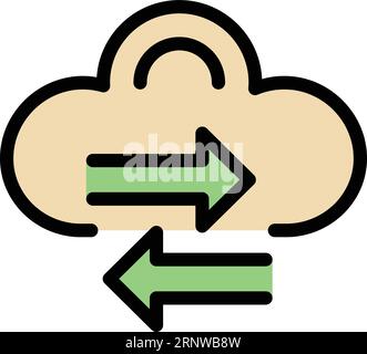 Cloud data change icon outline vector. Internet secure. Online system color flat Stock Vector