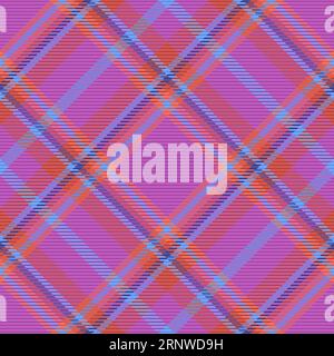 Tartan plaid texture of vector background pattern with a check textile seamless fabric in violet and red colors. Stock Vector
