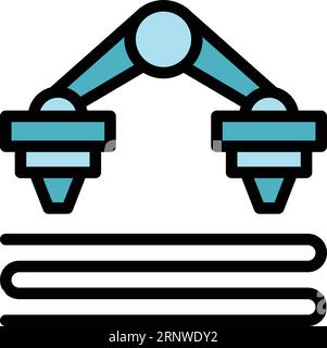 Printer 3d machine icon outline vector. Print vehicle. Model travel color flat Stock Vector