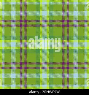Texture background pattern of fabric check textile with a seamless vector plaid tartan in green and light colors. Stock Vector