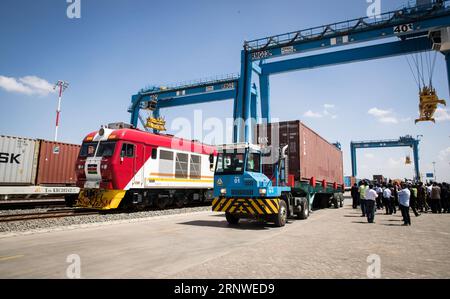 (171216) -- NAIROBI, Dec. 16, 2017 -- Photo taken on Dec. 16, 2017 shows the upgraded Inland Container Depot (ICD) on the outskirts of Nairobi, Kenya. Kenyan President Uhuru Kenyatta on Saturday launched the upgraded Inland Container Depot (ICD) on the outskirts of Nairobi to promote efficient transportation of bulk cargo from the port of Mombasa to the interior. ) KENYA-NAIROBI-INLAND CONTAINER DEPOT-LAUNCH LyuxShuai PUBLICATIONxNOTxINxCHN Stock Photo