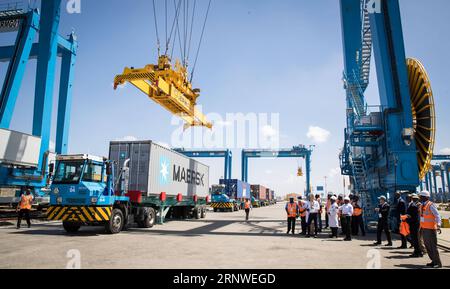 (171216) -- NAIROBI, Dec. 16, 2017 -- Photo taken on Dec. 16, 2017 shows the upgraded Inland Container Depot (ICD) on the outskirts of Nairobi, Kenya. Kenyan President Uhuru Kenyatta on Saturday launched the upgraded Inland Container Depot (ICD) on the outskirts of Nairobi to promote efficient transportation of bulk cargo from the port of Mombasa to the interior. ) KENYA-NAIROBI-INLAND CONTAINER DEPOT-LAUNCH LyuxShuai PUBLICATIONxNOTxINxCHN Stock Photo