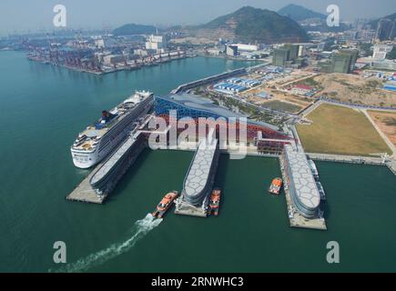 (171221) -- BEIJING, Dec. 21, 2017 -- Photo taken on Nov. 16, 2016 shows the Prince Bay Cruise Homeport in Shenzhen, south China s Guangdong Province. The port runs direct ferry connections from Shenzhen to Zhuhai, Hong Kong and Macao. From Guangdong to Hong Kong and Macao, can people work in one city and sleep in another? With the help of infrastructure connectivity, it becomes achievable to establish a one-hour circle within the Greater Bay Area in the near future. The Guangdong-Hong Kong-Macao Greater Bay Area, as a city cluster involving overall population of 66 million in south China, enc Stock Photo