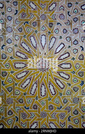 Marrakech, Morocco - Feb 21, 2023: Islamic designs at the Le Jardin Secret (The Secret Garden), in the old medina of Marrakech Stock Photo