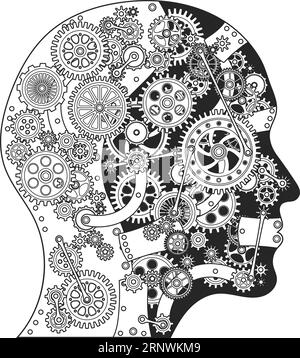 Human Head Silhouette With Cogwheels Icon Stock Vector Image Art human-head-silhouette-with-cogwheels-icon-stock-vector-image-art
