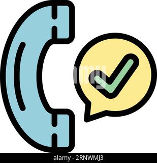 Check call icon outline vector. Form approved. Paper stamp color flat Stock Vector