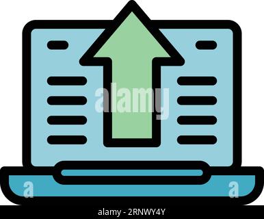 Laptop software icon outline vector. Computer building. Web work color flat Stock Vector