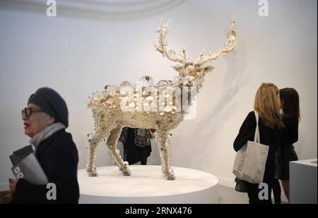 (180112) -- SAN FRANCISCO, Jan. 12, 2018 -- Visitors attend the media preview of FOG Design + Art Fair in San Francisco, the United States, Jan. 11, 2018. The FOG Design + Art Fair is held from Jan. 11 to 14 at the Fort Mason Center in San Francisco. The fair assembles 45 leading international galleries, showcasing contemporary design and art works in multiple forms and dimensions. ) (djj) U.S.-SAN FRANCISCO-FOG DESIGN + ART FAIR WuxXiaoling PUBLICATIONxNOTxINxCHN Stock Photo