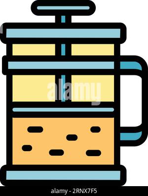Tea press icon outline vector. Cafe food. Room restaurant color flat Stock Vector