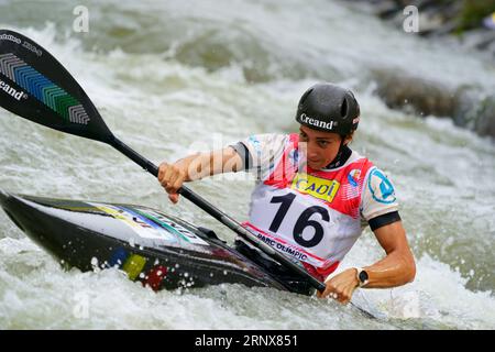 2nd September 2023; Canal Olimpic de Segre, La Seu d'Urgell, Spain: ICF Canoe Slalom World Cup, Final of the womens Kayak, Monica Doria (AND) Stock Photo