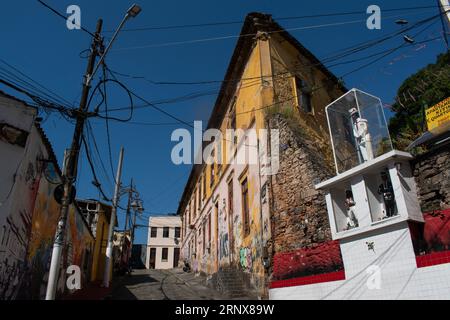 Rio de Janeiro: Voodoo dolls in glass cases in the streets of Lapa, district famous for historical monuments, colonial architecture and nightlife Stock Photo