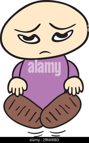 Illustration of little child with sad face Stock Vector