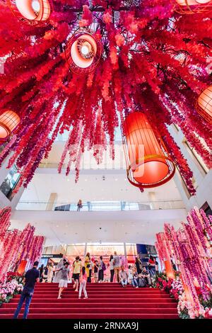 (180119) -- KUALA LUMPUR, Jan. 19, 2018 -- People visit the decoration named Dream Garden of Prosperity which is set to welcome the upcoming Chinese lunar New Year at Pavilion shopping mall in Kuala Lumpur, Malaysia, Jan. 19, 2018. ) (psw) MALAYSIA-KUALA LUMPUR-CHINESE NEW YEAR-DECORATION ZhuxWei PUBLICATIONxNOTxINxCHN Stock Photo