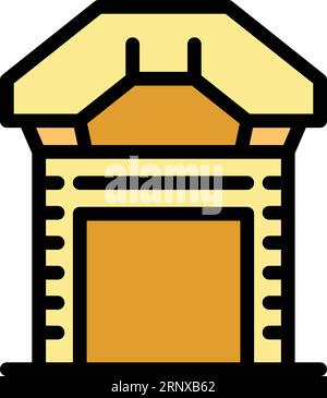 Japan arch icon outline vector. City kyoto. Tokyo map color flat Stock Vector