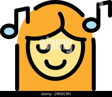 Smiling girl icon outline vector. Sleep disorder. Person dream color flat Stock Vector