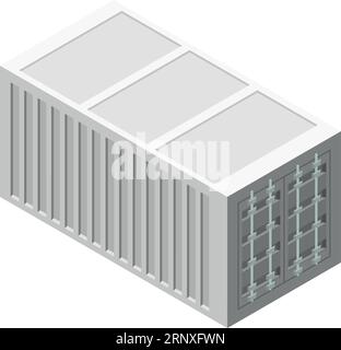 Metal container for marine freight. Ship cargo isometric icon Stock Vector