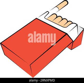 Illustration of opened red box with cigarettes Stock Vector