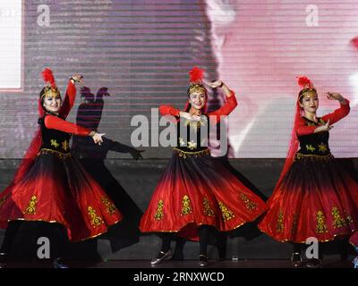 (180214) -- ISTANBUL, Feb. 14, 2018 -- Students perform at a gala show in Istanbul, Turkey, on Feb. 11, 2018. The hall on Ucaksavar Campus of Bogazici University was immersed in a festive mood on Feb. 11, as some 400 Turks and Chinese gathered to see a gala performance amid an atmosphere of joy and harmony to celebrate the Chinese New Year. ) (jmmn) TURKEY-ISTANBUL-CHINESE NEW YEAR-GALA PERFORMANCE HexCanling PUBLICATIONxNOTxINxCHN Stock Photo