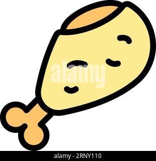 Meal bucket icon outline vector. Chicken food. Fry food color flat Stock Vector