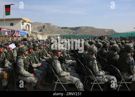 (180222) -- KABUL, Feb. 22 -- Afghan Special Force members take part in their graduation ceremony in Kabul, capital of Afghanistan, Feb. 22, 2018. About 350 police officers graduated from a key training center in the Afghan capital and would join the country s security forces, said the country s Interior Ministry on Thursday. )(rh) AFGHANISTAN-KABUL-GRADUATION CEREMONY-SPECIAL FORCE RahmatxAlizadah PUBLICATIONxNOTxINxCHN Stock Photo