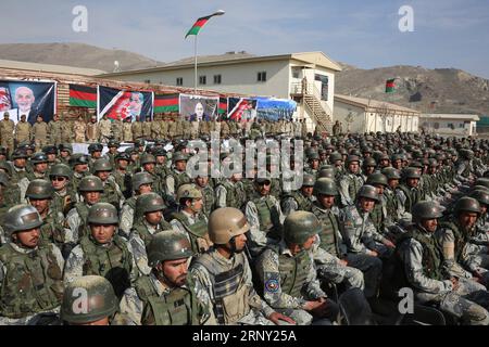 (180222) -- KABUL, Feb. 22 -- Afghan Special Force members take part in their graduation ceremony in Kabul, capital of Afghanistan, Feb. 22, 2018. About 350 police officers graduated from a key training center in the Afghan capital and would join the country s security forces, said the country s Interior Ministry on Thursday. )(rh) AFGHANISTAN-KABUL-GRADUATION CEREMONY-SPECIAL FORCE RahmatxAlizadah PUBLICATIONxNOTxINxCHN Stock Photo