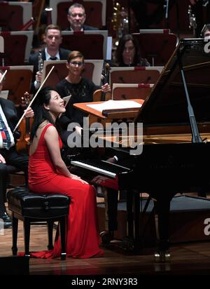 (180225) -- SAN FRANCISCO, Feb. 25, 2018 -- The San Francisco Symphony Orchestra with Pianist Zuo Zhang perform during the 18th Annual Lunar New Year Concert and Celebration held in Davies Symphony Hall of San Francisco, the United States, Feb. 24, 2018. ) (lrz) U.S.-SAN FRANCISCO-CONCERT-CHINESE NEW YEAR WuxXiaoling PUBLICATIONxNOTxINxCHN Stock Photo
