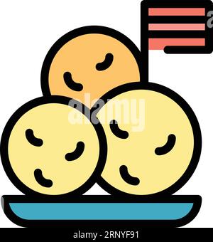 Snack croquette icon outline vector. Dutch potato. Pork meat color flat Stock Vector