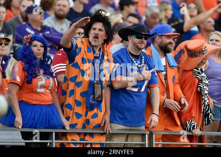 Seattle, WA, USA. 02nd Sep, 2023. Boise State fans during the NCAA football game between the Boise State Broncos and Washington Huskies at Husky Stadium in Seattle, WA. Washington defeated Boise State 56-19. Steve Faber/CSM/Alamy Live News Stock Photo