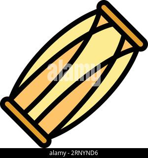 Asian drums icon outline vector. Temple culture. Tibet travel color flat Stock Vector