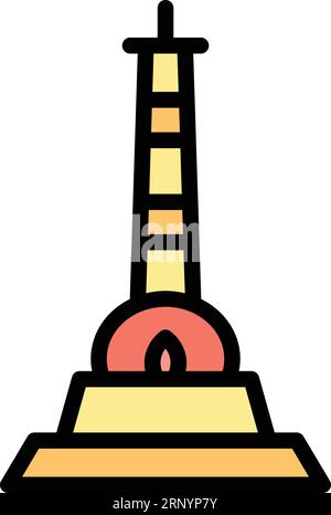 Nepal stupa icon outline vector. Skyline temple. City travel color flat Stock Vector