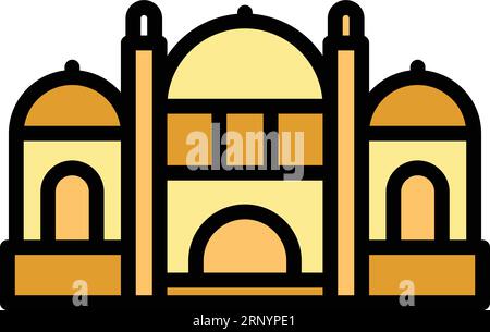 Indian temple building icon outline vector. City skyline. India calcutta color flat Stock Vector