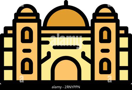 Victoria temple icon outline vector. City skyline. Indian architecture color flat Stock Vector