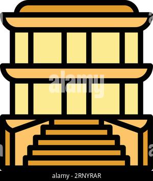 Temple stairs icon outline vector. India city. Travel town color flat Stock Vector