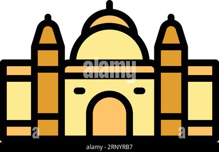 Kolkata temple icon outline vector. City skyline. India bengal color flat Stock Vector