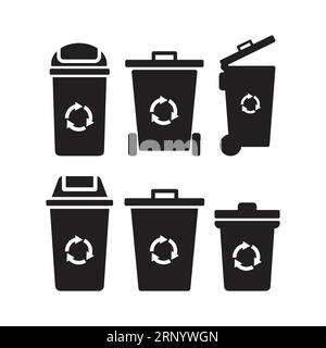 Silhouette Recycle Bin Trash and Garbage vector icon set Stock Vector