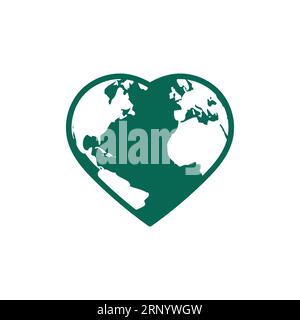 globe symbol or global creative logo for love. Save the earth and the world. Stock Vector
